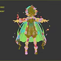 Anime Character With Blue Hair Blue Cape And White Outfit Standing With Light Particles