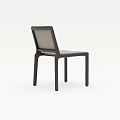 Modern Minimalist Dining Chair With Black Metal Frame And Beige Fabric Seat