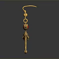 Egyptian Style Golden Earrings With Red And Blue Gemstone God Figure Design