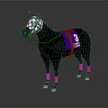 Black Racehorse with Checkered Mask Purple Saddle Pad and Number 3