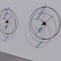 Modern Circular Wall Hangings with Black Metal Frames Clock Design and Shadows on White Wall