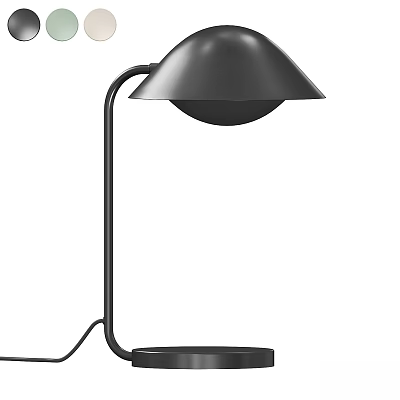 Modern Black Table Lamp With Curved Metal Stand And Dome Shade 3d model
