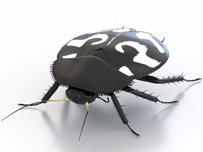 Black And White Patterned Reptile With Detailed Exoskeleton In Close Up View 3d model