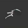 Man Wearing White Clothes Holding a Sword With Green Glow Jumping In Air