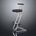 Modern Bar Stool With Black Padded Seat And Sleek Metal Frame Design