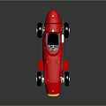 Red Vintage Racing Car with Open Cockpit Yellow Front and Sleek Design Large Wheels