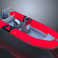Red Inflatable Boat With Seats Console Gray Interior And Black Accents