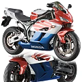 Sporty Modern Motorcycle With Red White Blue Colors