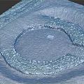 Circular Stone Garden Ornament with Grass Covered Edges and Central Square Slab