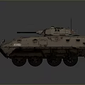 Military Tank M1117 with Tan Armor Six Wheels and Antenna