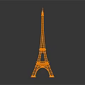 Orange Eiffel Tower Model With Reflection On Gray Gradient Background 3d model