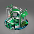 Heineken Craft Beer Experience Booth With Green And Silver Structure And Plants 3d model