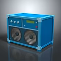 Blue Speaker Featuring Dual Speakers Front Panel With Knobs And Display Screen Sleek Design