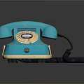 Retro Turquoise Telephone With Gold Accents Rotary Dial And Black Coiled Cord
