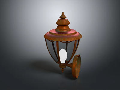 Classic Design Vintage Metal Wall Sconce With Glass Shade And Ornate Top 3d model