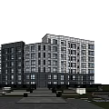 Modern Style Multi Storey Apartment Building With Green Plants Spacious Courtyard And Blue Sky