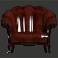 Elegant Red Classical Sofa With Ornate Carved Wooden Legs And Armrests
