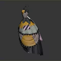 Decorative Household Item With Black Top Yellow Main Body And Intricate Pink Patterns
