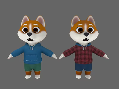 Modern cartoon character little cute dog 3d model