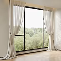 White Sheer Curtains Decorating Bright Window With Green Outdoor Plants