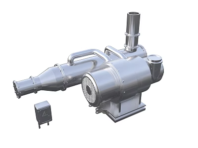 Stainless Steel Industrial Equipment With Multiple Pipes Vertical Chimney and Control Panel 3d model