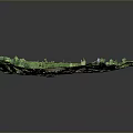 Modern Detailed Miniature Terrain Model with Green Grass Ponds and Pathways