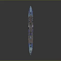 Blue Painted Warship In 3D Rendering Visualization