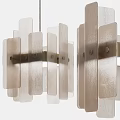Modern Brushed Metal Chandelier With Sleek Rectangular Slats And Contemporary Design