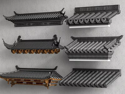 Traditional Chinese Roof Components Featuring Curved Eaves Ornate Tiles And Classic Designs 3d model