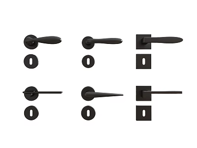 Black Door Handles with Various Stylish Designs for Interior Home Doors 3d model