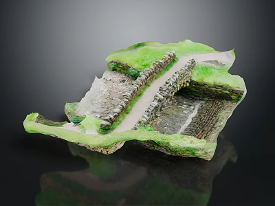 Natural Landscape Model Featuring Green Grass Stone Walls And Pathway Details 3d model
