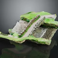 Natural Landscape Model Featuring Green Grass Stone Walls And Pathway Details