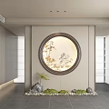 New Chinese style porch modeling background landscape 3d model