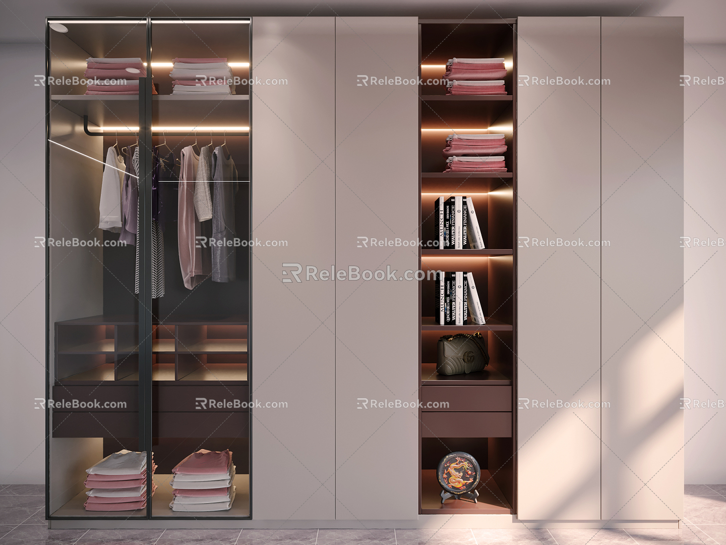 Modern wardrobe bookcase 3d model