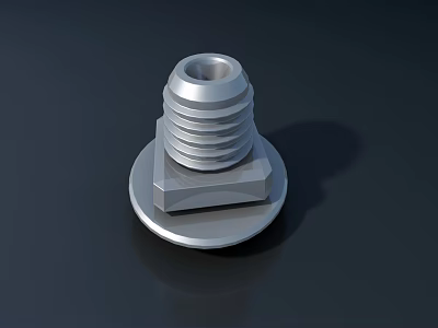 Stainless Steel Hex Head Threaded Bolt with Circular Base Metal Fastener 3d model