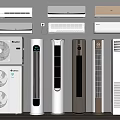 Different Types of Air Conditioners and Fans with Modern Designs on