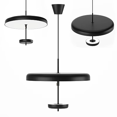Modern Pendant Light Design With Circular Black Frame And White Acrylic Shade For Interior 3d model