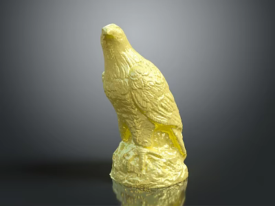 Golden Eagle Statue With Detailed Feathers And Stone Base On Reflective Surface 3d model