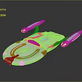 Streamlined White Sci Fi Spaceship With Orange Accents And Glowing Wing Lights 3d model