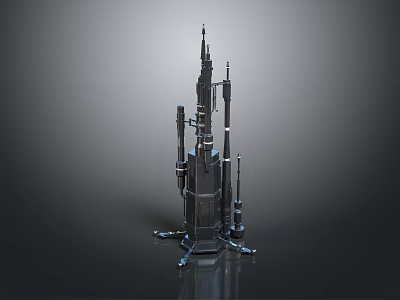 Industrial Mechanical Equipment With Complex Tower Like Structure And Metal Base 3d model