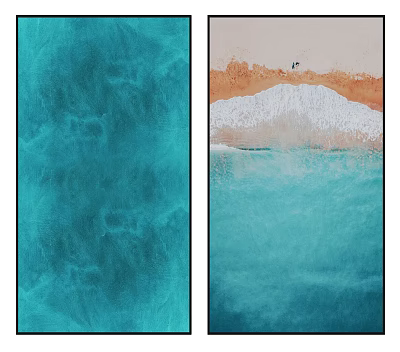 Modern abstract painting blue ocean beach abstract landscape pattern hanging painting combination 3d model