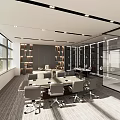Modern General Manager Office Chair Sofa Coffee Table Combination Bookcase Conference Table 3d model