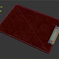 Red Leather Notebook with Metal Clip Stitched Edges and Stylish Cover Design