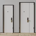 Modern Security Door Design With Metal Frame Brass Lock Light Color And Interior