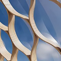Modern Pergola Design With Curved Scaled Pattern And Smooth Metallic Surface Structure 3d model