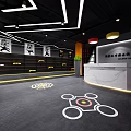 Modern Gym Interior With Boxing Ring Fitness Equipment And Colorful Floor Dots
