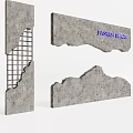 Gray Textured Room Dividers With Grid Mountain Circular Cutouts And Cactus Decor