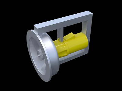 Industrial Equipment With Silver Square Frame Yellow Cylindrical Shaft And Round Disc 3d model