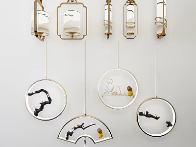 Modern Pendant Lights Featuring Circular Shapes Artistic Details And Hanging Design For Interior Decor 3d model