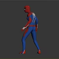 Spider Man 3D Model In Red Blue Suit With Spider Logo Standing Gray Background